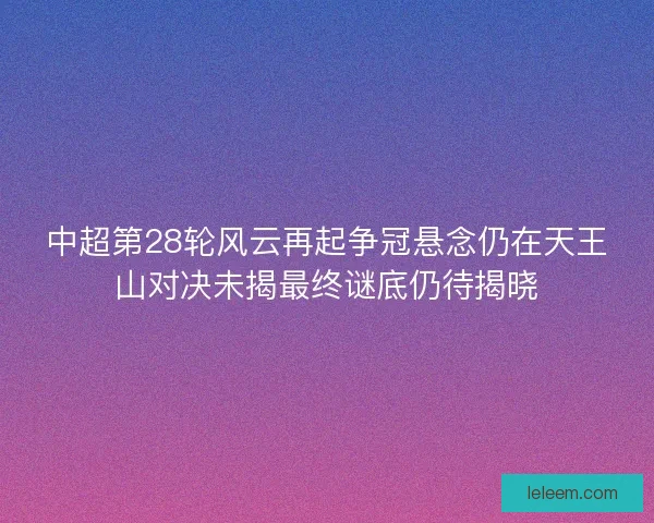 中超第28轮风云再起争冠悬念仍在天王山对决未揭最终谜底仍待揭晓